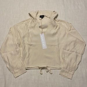 NWT Lumiere Lightweight Cropped V-Neck Hoodie
